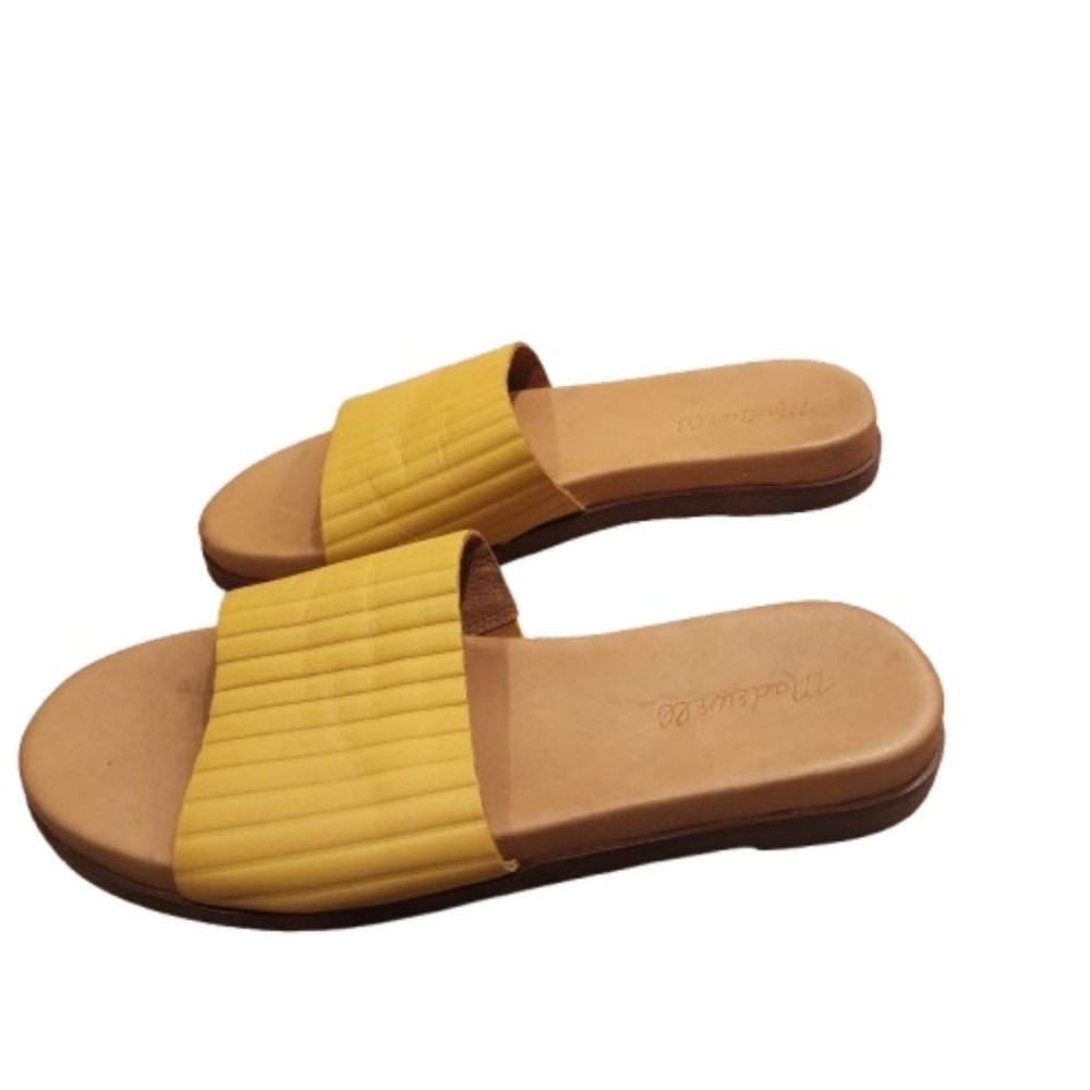 Madewell Mustard Slide Sandals – Size 8 | Ribbed Strap | Easy Slip-On
